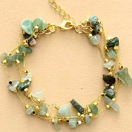 Aventurine Multi-Strand Link Chain Bracelet