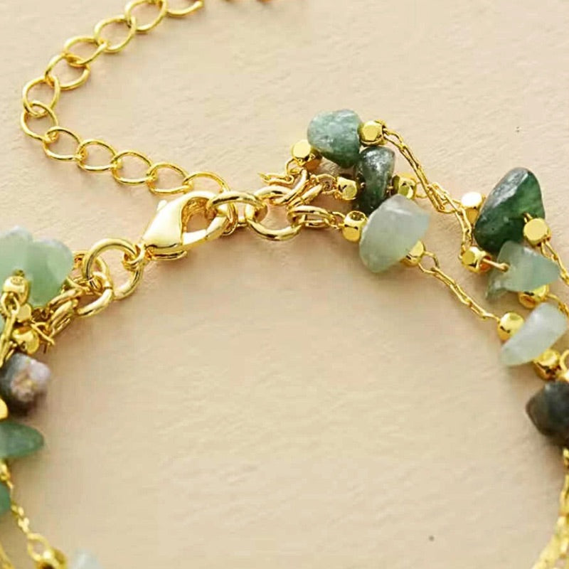 Aventurine Multi-Strand Link Chain Bracelet