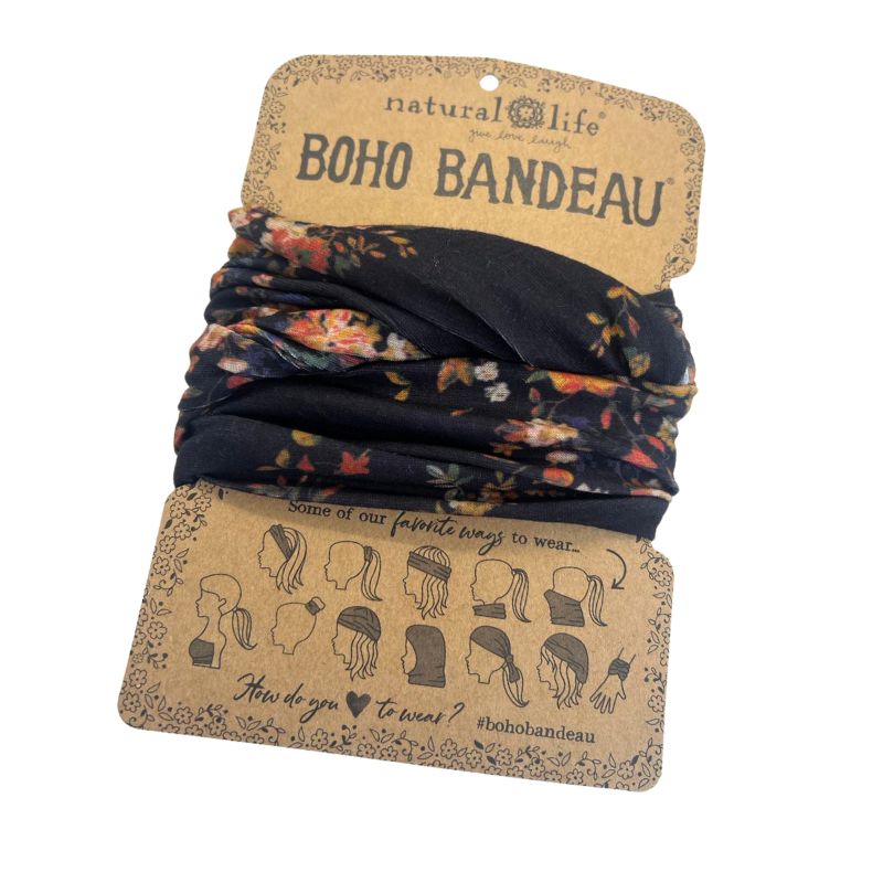 Bohemian Bandeau in Black with Wild Mountain Florals