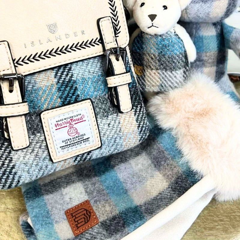 Islander UK Lambswool Fingerless Mittens in Beach Tartan