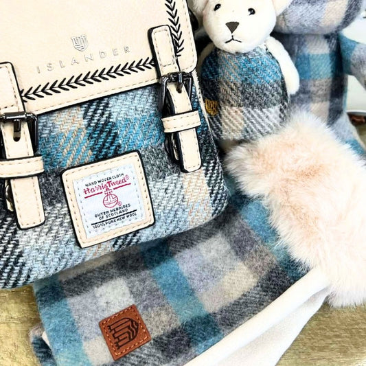 Islander UK Lambswool Fingerless Mittens in Beach Tartan