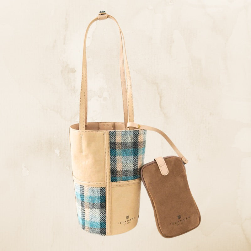 The Orlagh Leather Tote with Beach Tartan