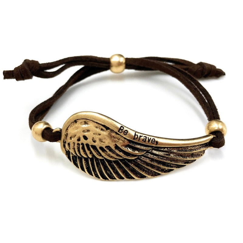 Be Brave Inscription Suede Pull Bracelet
