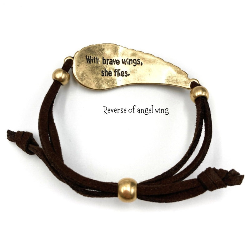 Be Brave Inscription Suede Pull Bracelet