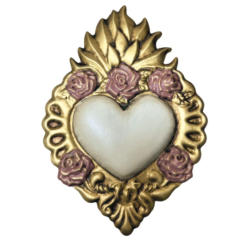 Beige Tin Heart with Roses