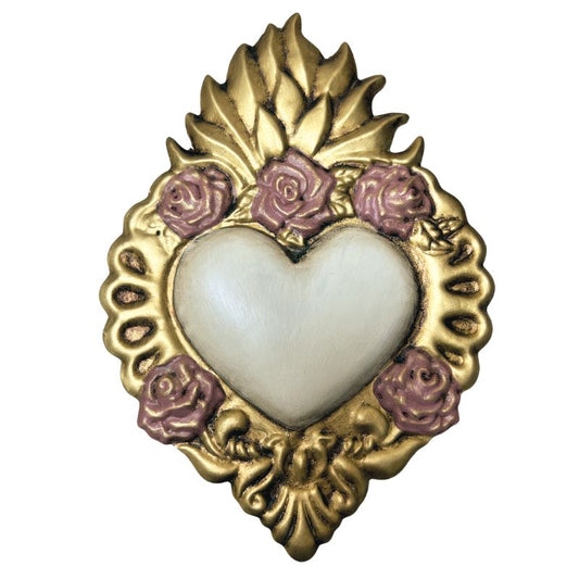 Beige Tin Heart with Roses
