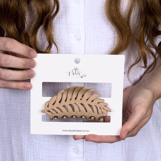 Claw Clip - Medium Leaf - Beige