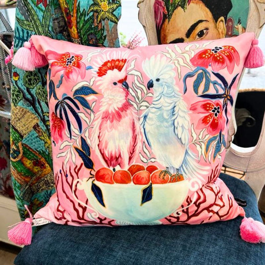 Birds in Paradise Luxe Velvet Cushion