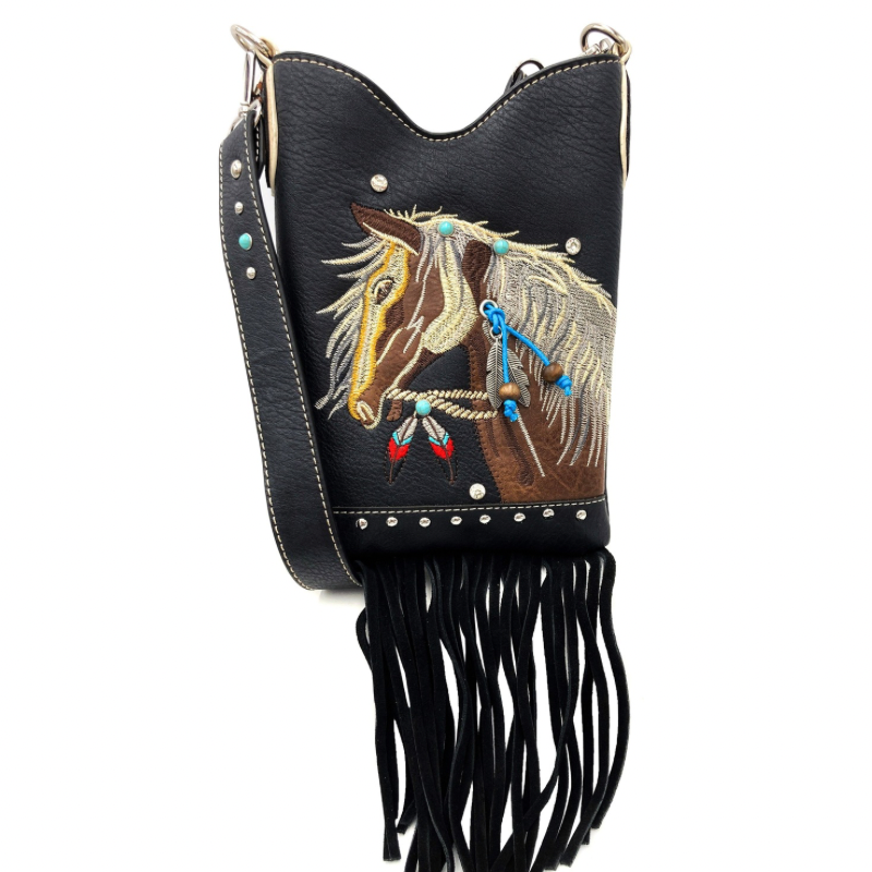Western Embroidered Horse Crossbody Bag