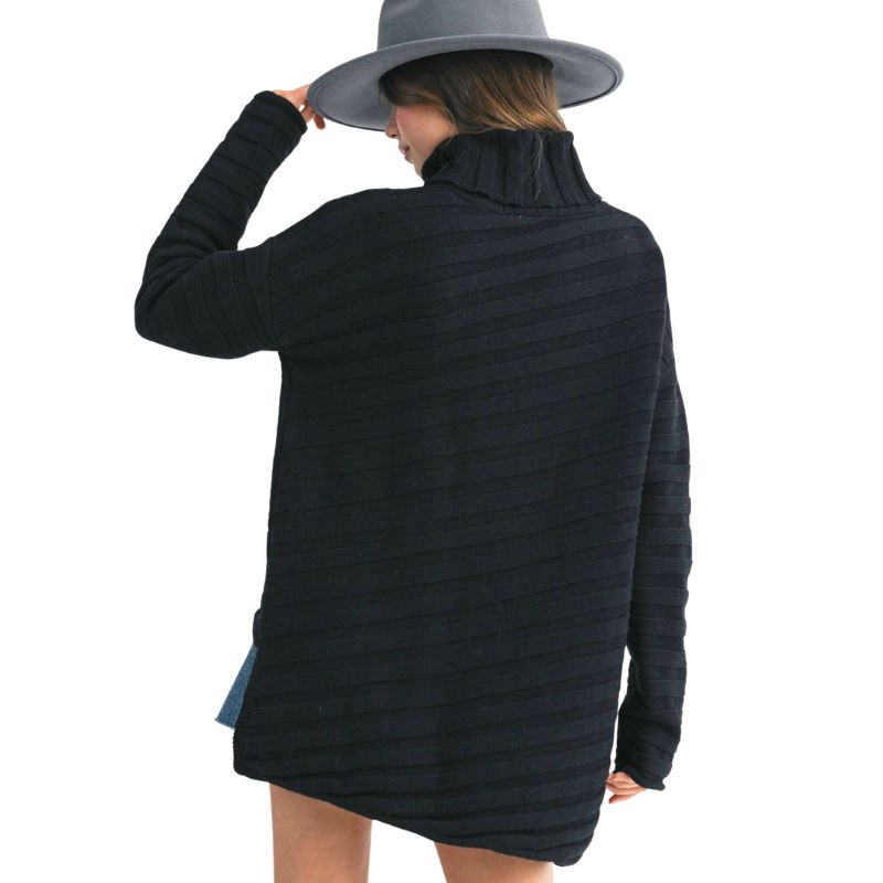 Noir Asymmetrical Turtle Neck Sweater