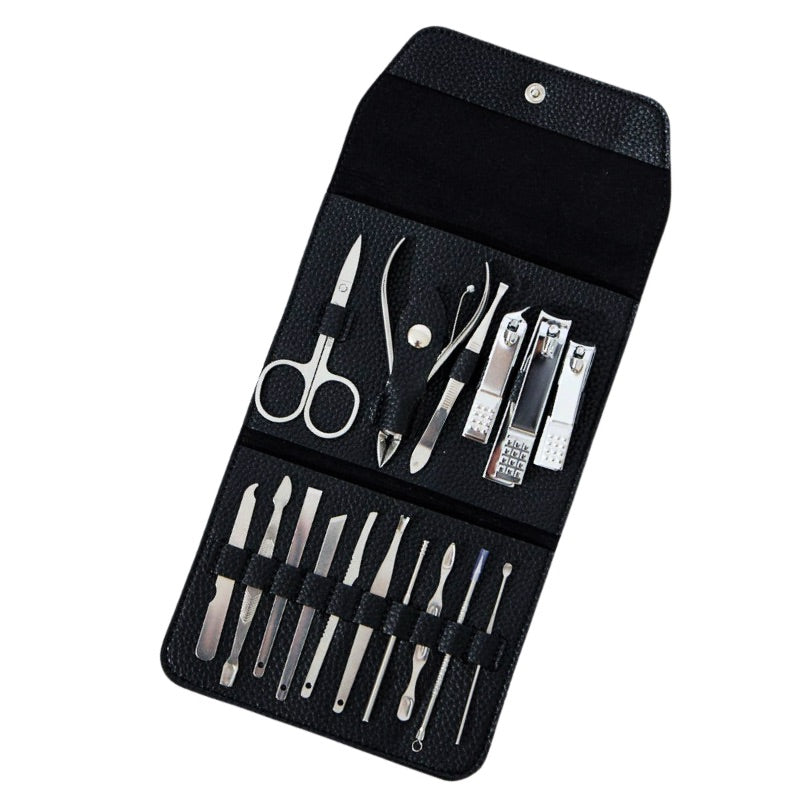 Manicure Set in Black Vegan Leather