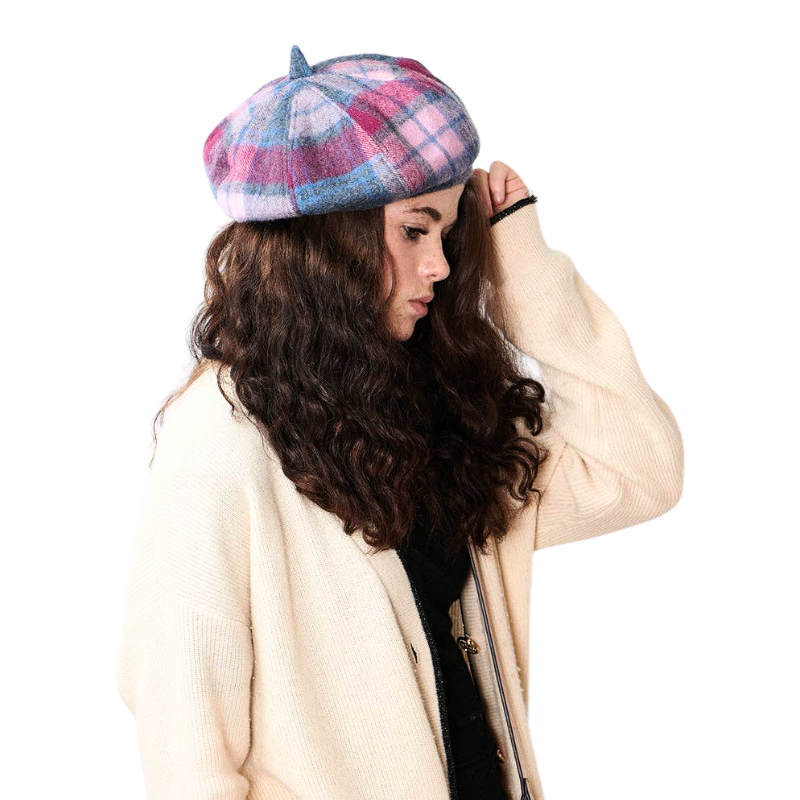 Lambswool Beret in Bonnie Rose Tartan