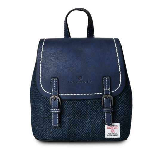 The Islander UK Mini Backpack: Navy Herringbone