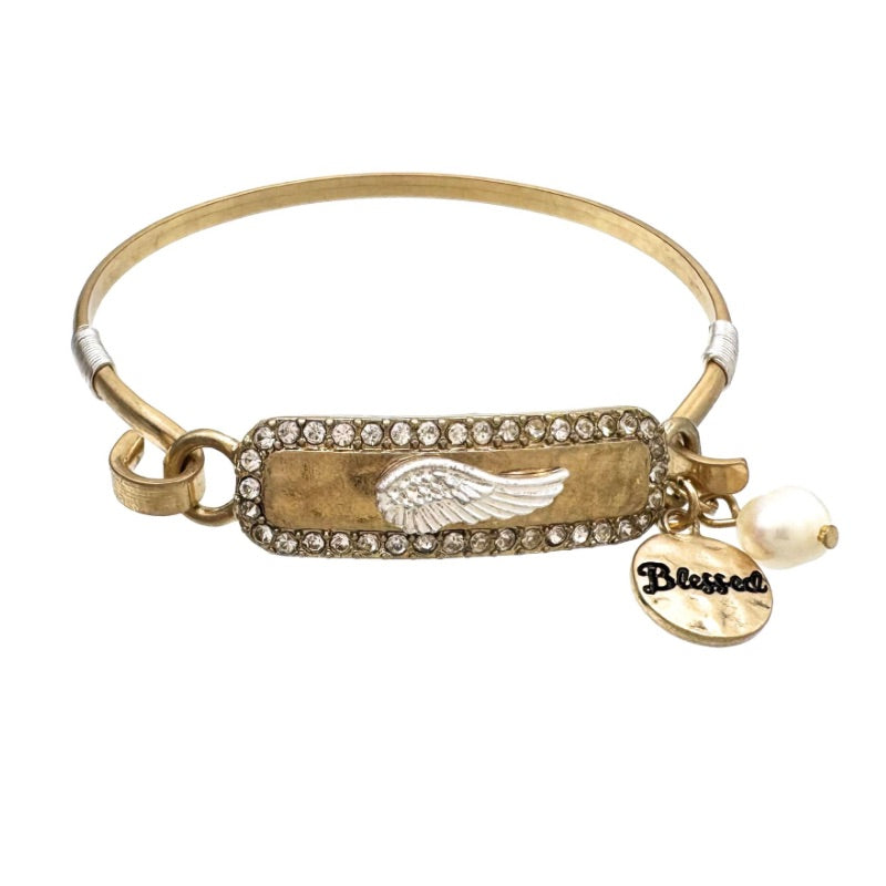 Blessed Angel Wing Charm Bangle