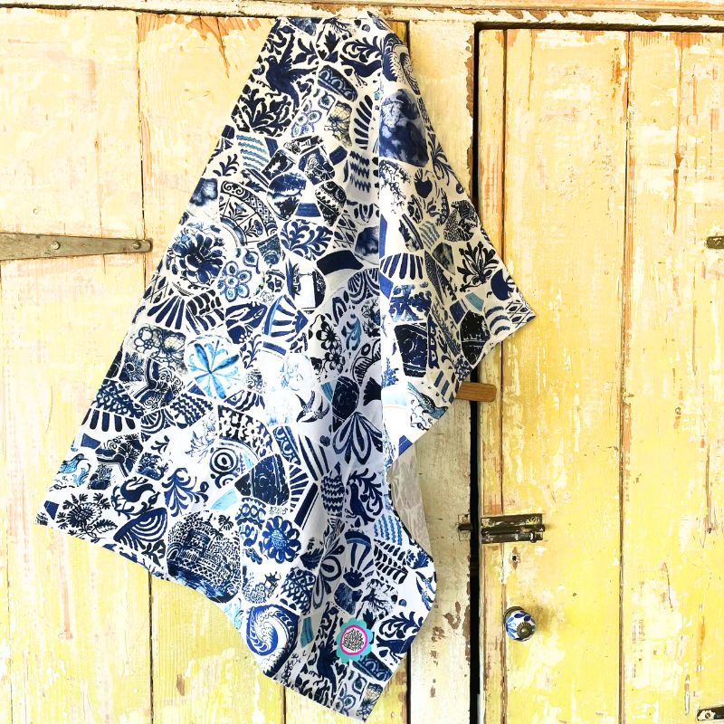 Anna Chandler Blue Mosaic Tea-Towel