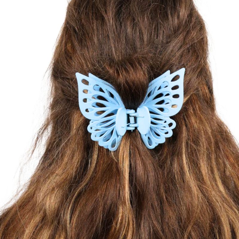 Claw Clip - Small Double Butterfly - Light Blue
