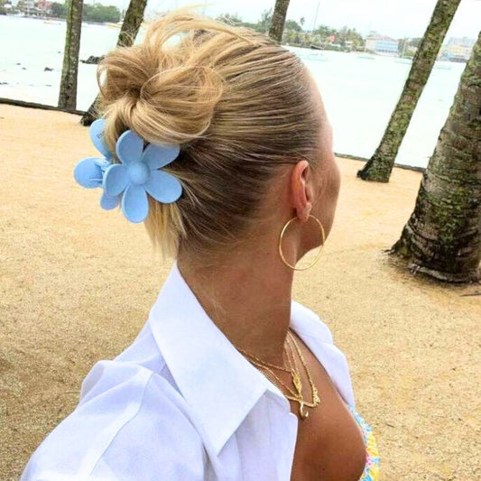 Claw Clip - Flower - Light Blue