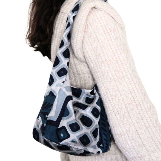 Les Belles Vagabondes Silk Bobby Bag in Blue Circus