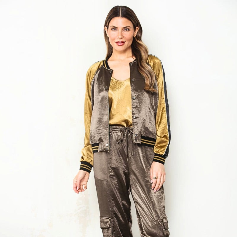 Golden Tapestry Reversible Bomber Jacket