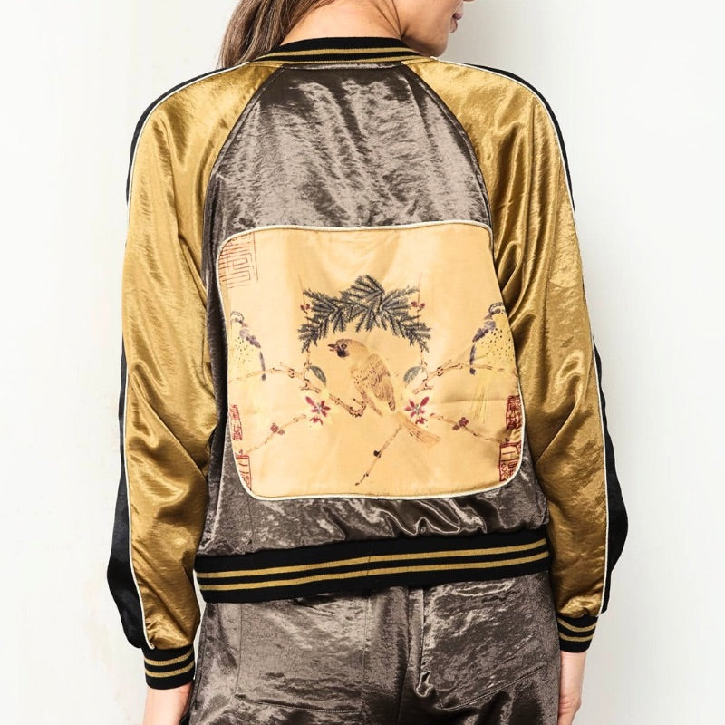 Golden Tapestry Reversible Bomber Jacket