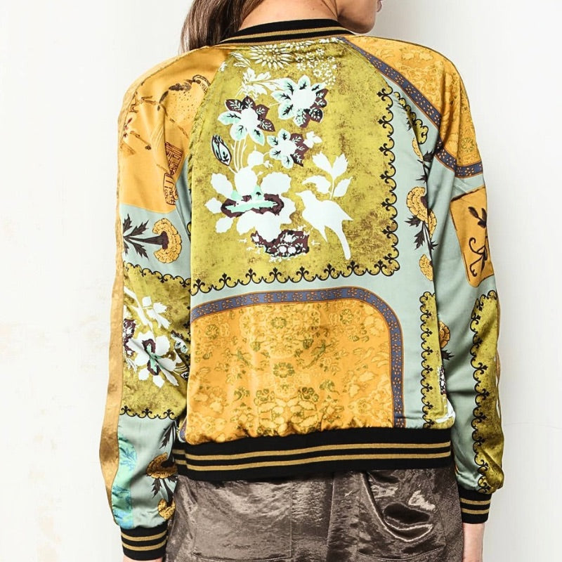 Golden Tapestry Reversible Bomber Jacket