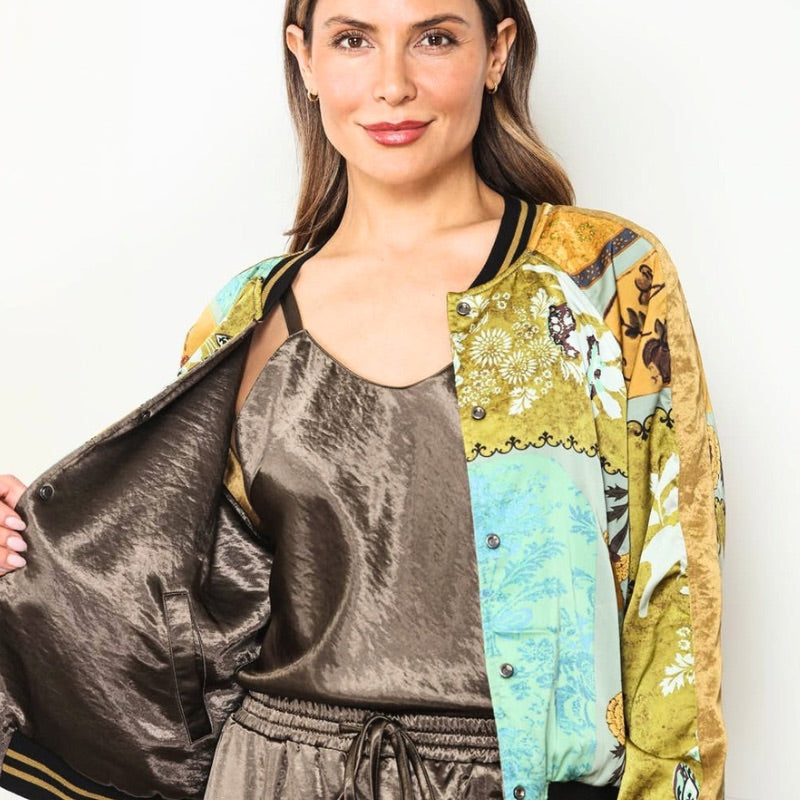 Golden Tapestry Reversible Bomber Jacket