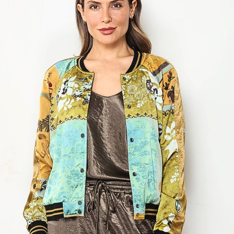 Golden Tapestry Reversible Bomber Jacket