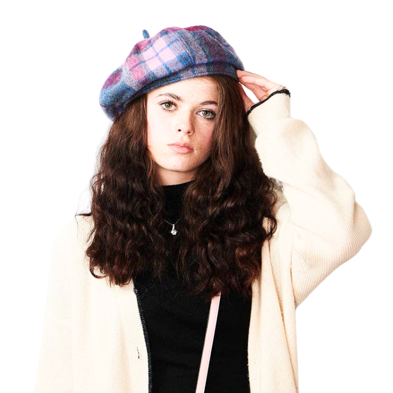 Lambswool Beret in Bonnie Rose Tartan