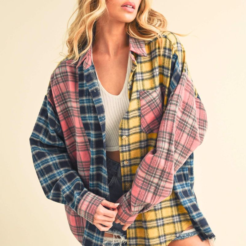 Brodie Patch Plaid Flannel Shirt