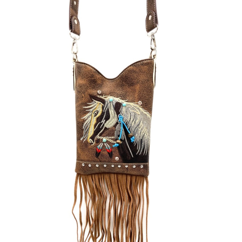 Western Embroidered Horse Crossbody Bag