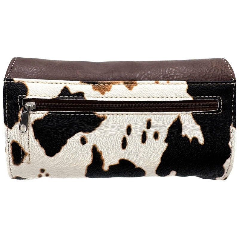 Concho Cow Vegan Crossbody Wallet in Deep Brown