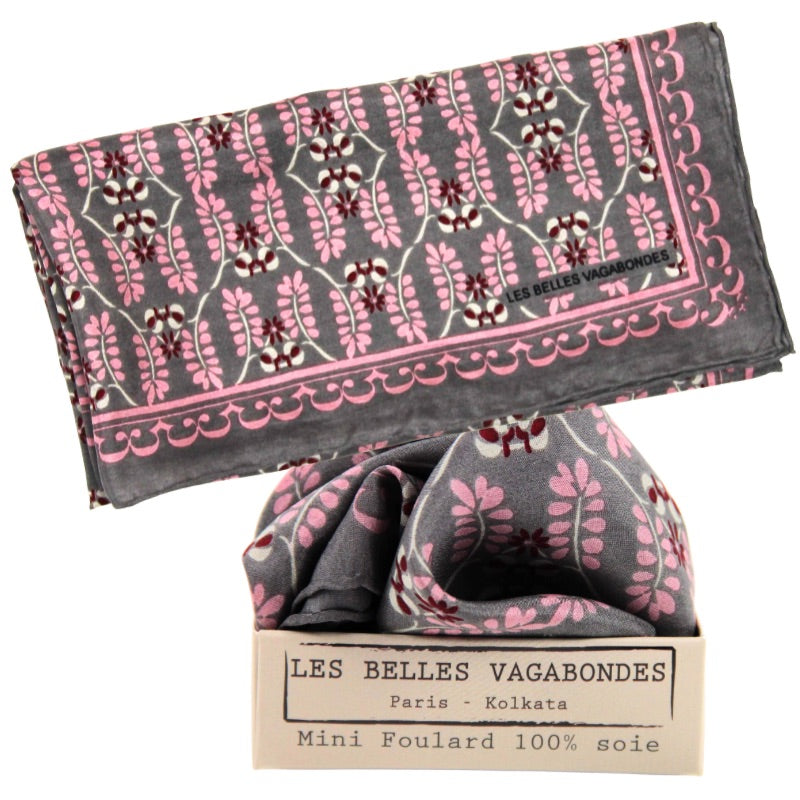 Albertine Silk Scarf in Brown with Gift Box