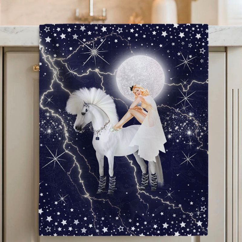 Celestial Goddess Luxe Linen Tea Towel by Queen K