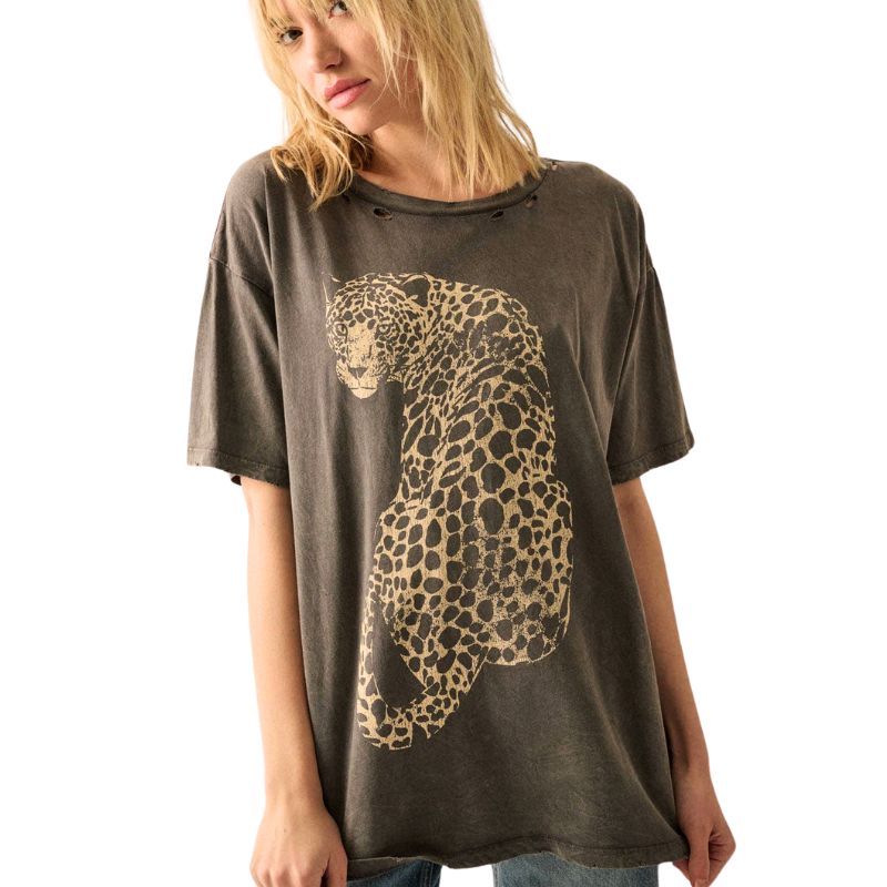 Cheetah Mineral-Washed Oversized Graphic Tee