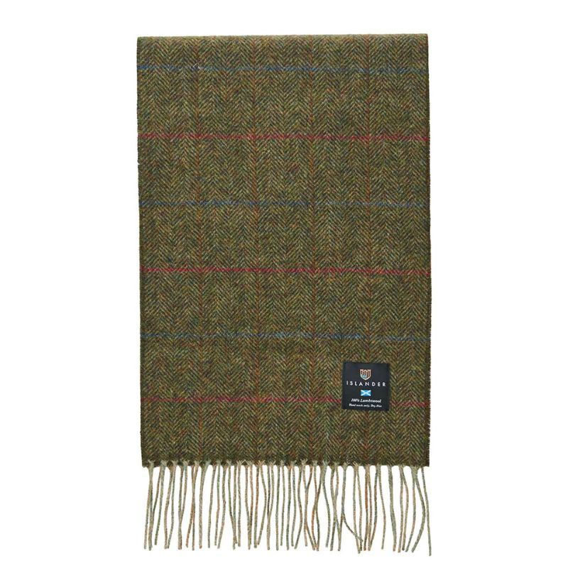 Islander UK Lambswool Scarf in Chestnut Herringbone