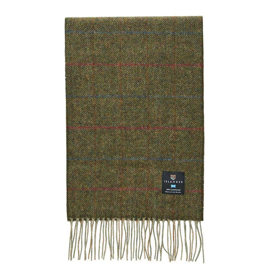 Islander UK Lambswool Scarf in Chestnut Herringbone