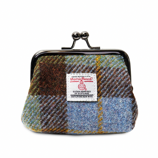 Coin Purse - Chestnut and Blue Tartan