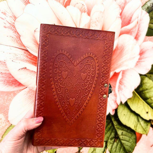 Chestnut Leather Big Heart Journal with Latch