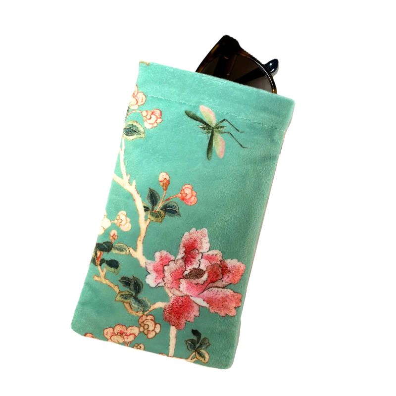 Anna Chandler Velvet Glasses Case - Celadon Chinoiserie