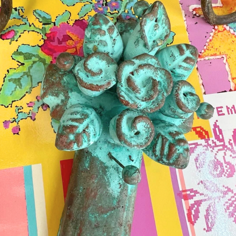 Clay Cross of Turquoise Rose