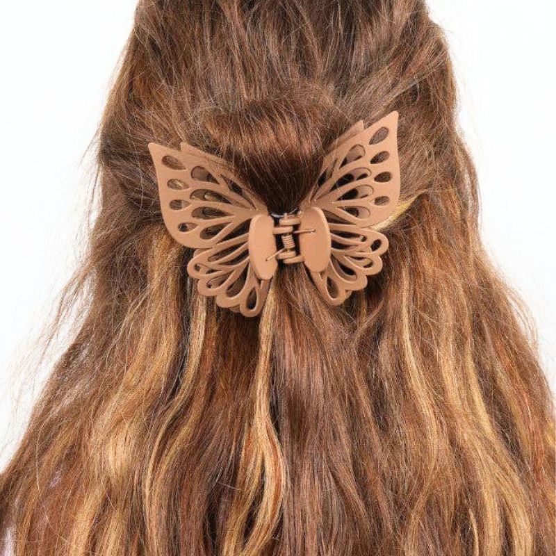 Claw Clip - Small Double Butterfly - Coffee