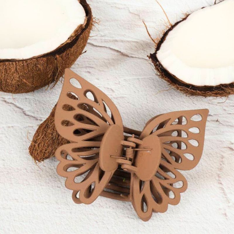 Claw Clip - Small Double Butterfly - Coffee