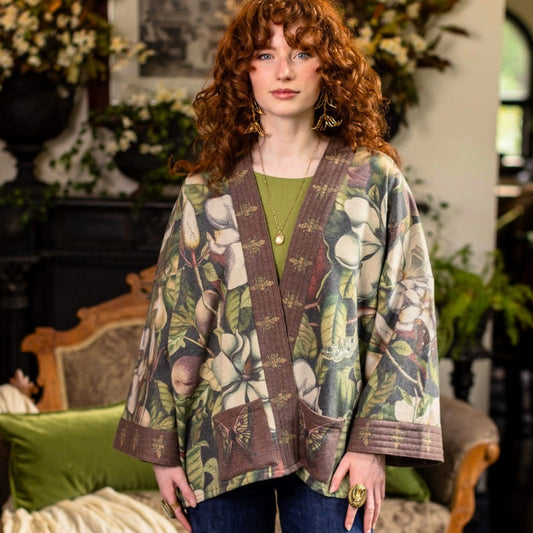 Fleur De Lune Fleece Cottage Cardigan Kimono Jacket