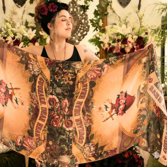 Courage Dear Heart Bohemian Grace Bamboo Scarf with Sacred Heart