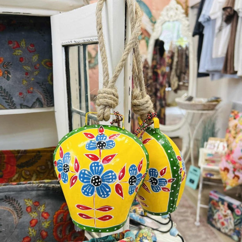Hand-Painted Cow Bell in Sunflower Yellow