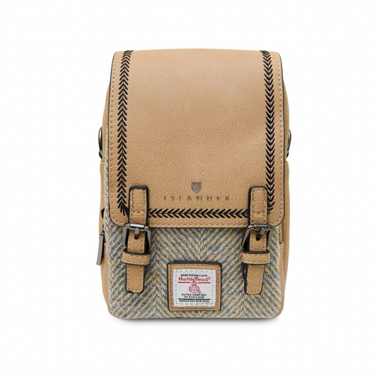 Islander Blue-Cream Herringbone Crossbody Bag