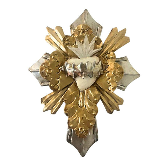 Vintage Style Cross with Cream Heart