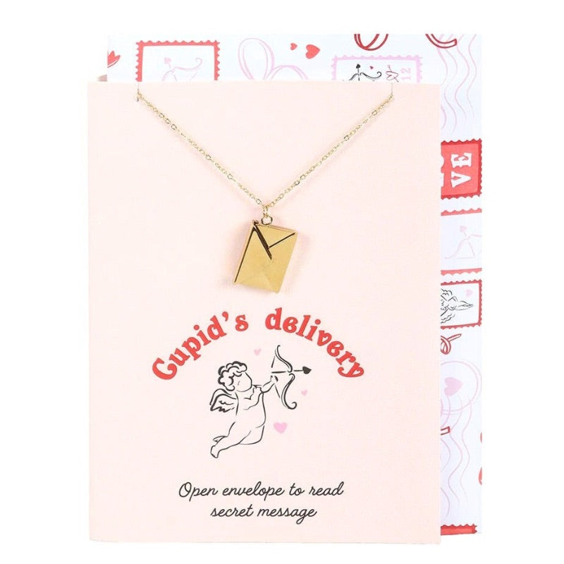 Love Letter Valentine Locket Necklace on Greeting Card