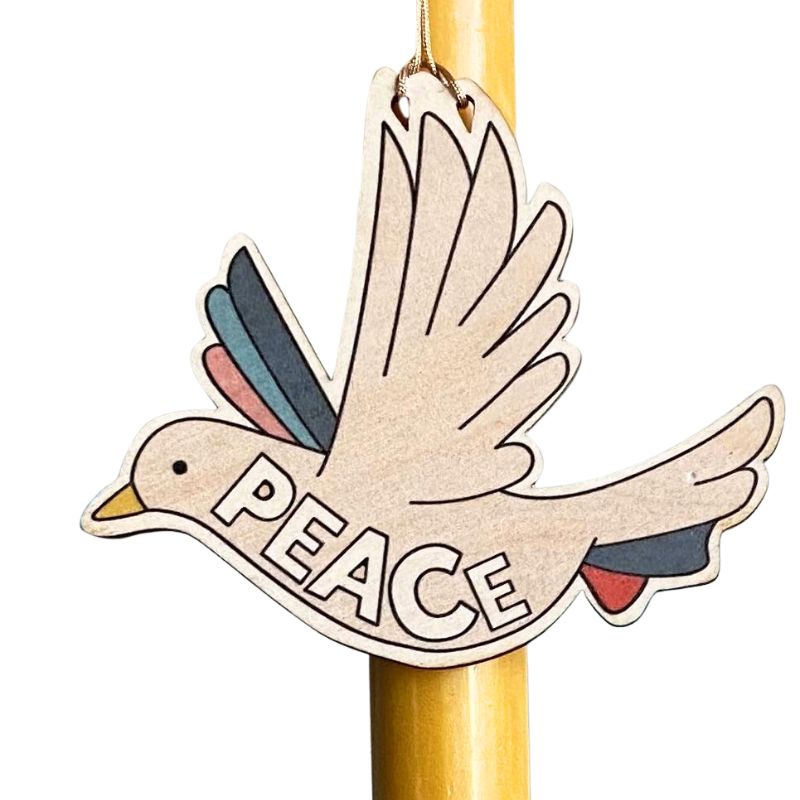 Peace dove wooden hanging Christmas Decoration keepsake