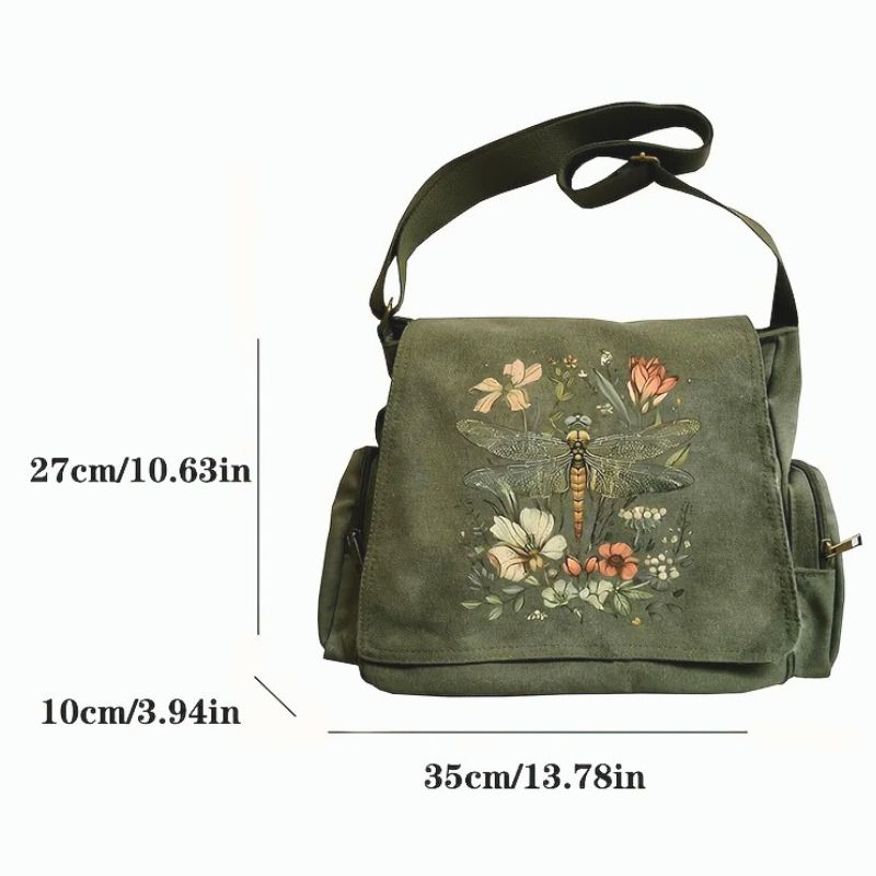 Dragonfly Satchel Bag in Forest Green